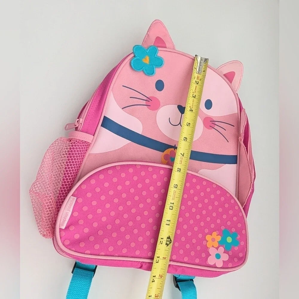 Girls' Pink Cat Backpack/Knapsack w/ 2 Zippered Pockets & Open Side Mesh Pocket